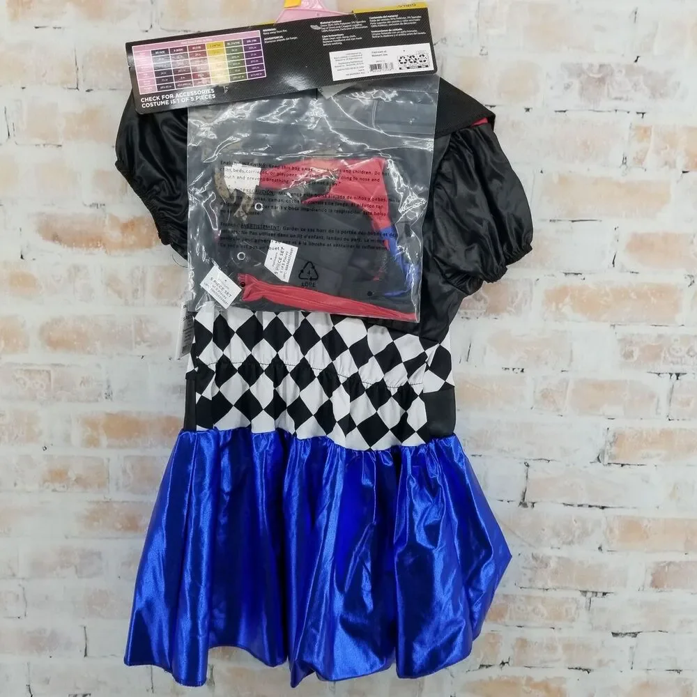 NIP Celebrate Girls Harlequin Villian Color Dress Halloween Costume L 10/12